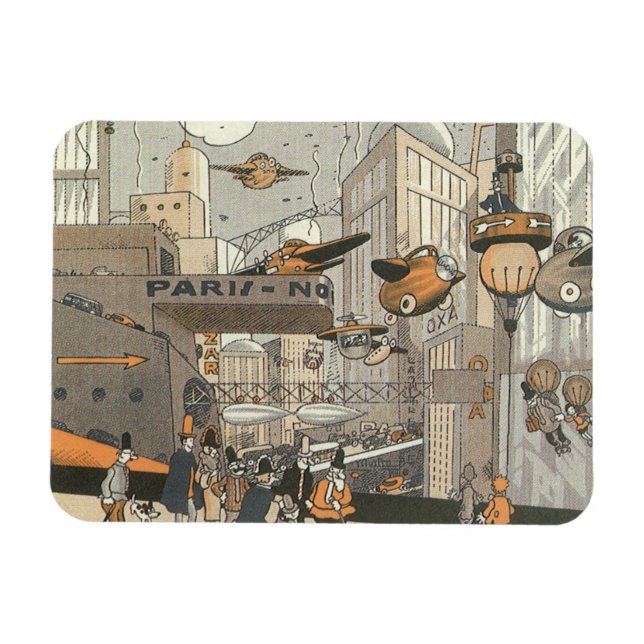 Magnet Flexible Science-fiction vintage Urban Paris, Steam Punk (Horizontal)