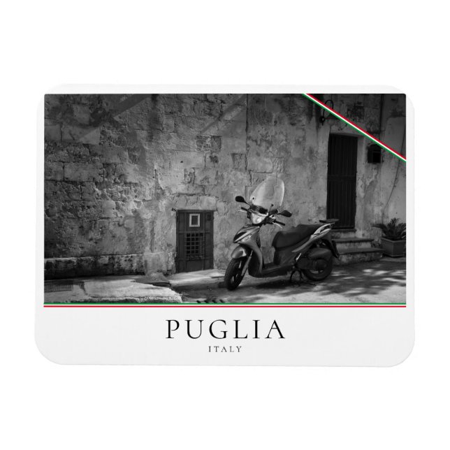 Magnet Flexible Scooter en noir et blanc dans les Pouilles (Horizontal)