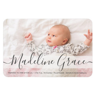 Magnet Flexible Script Baby Name Faire-part de naissance photo per