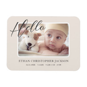 Magnet Flexible Script Baby Photo Faire-part de naissance moderne