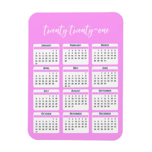 Magnet Flexible Script de calendrier annuel 2021