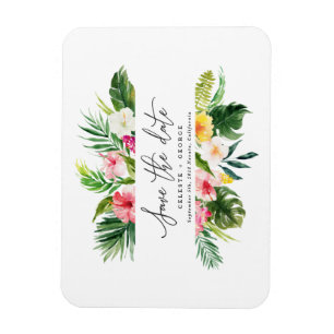 Magnet Flexible Script de feuillage d'aquarelle tropicale enregist