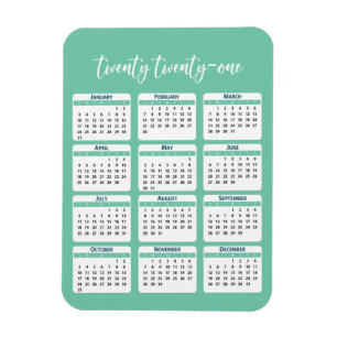 Magnet Flexible Script du calendrier de l'année complète 2021