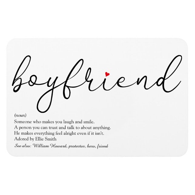 Magnet Flexible Script Love Coeur Boyfriend Définition (Horizontal)