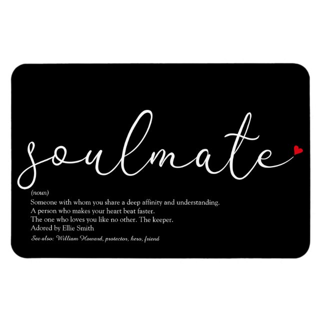 Magnet Flexible Script Love Coeur Soulmate Définition (Horizontal)