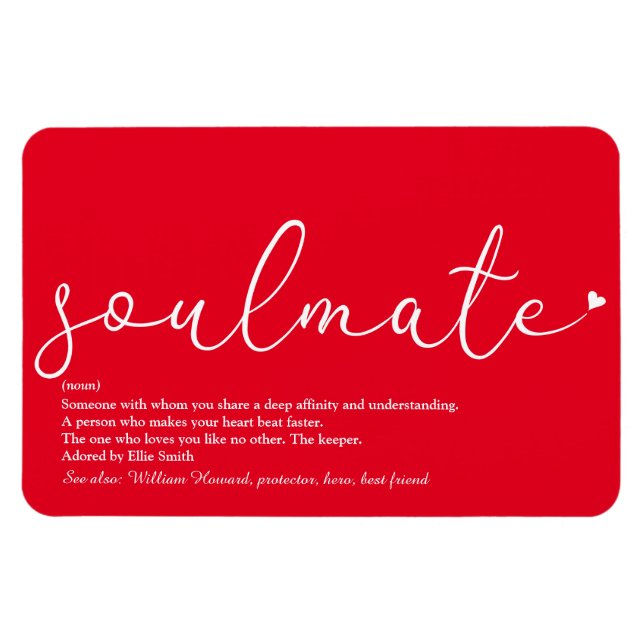Magnet Flexible Script Love Coeur Soulmate Définition Rouge (Horizontal)