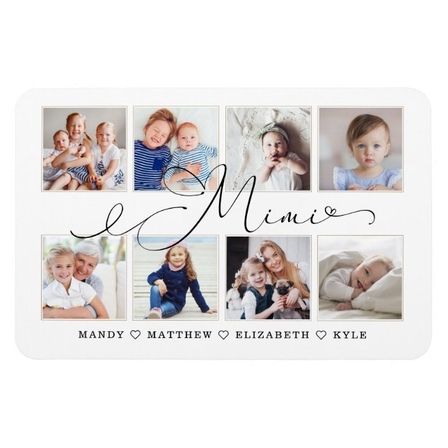 Magnet Flexible Script Mimi moderne | Collage photo pour petits en (Horizontal)