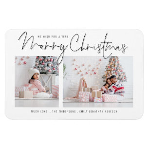 Magnet Flexible Script moderne 2 Photos Joyeux Noël