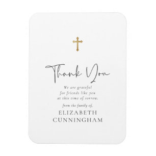 Magnet Flexible Script moderne Cursive Faux Gold Cross Memorial