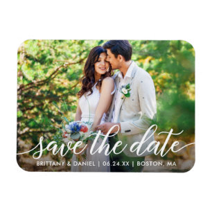 Magnet Flexible Script Moderne Enregistrer La Date Couple Photo W