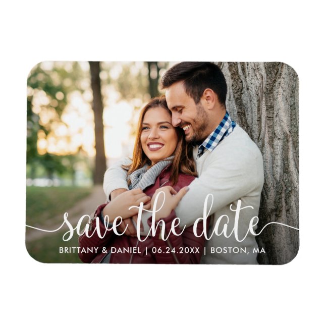 Magnet Flexible Script moderne | Enregistrer La Photo Date (Horizontal)