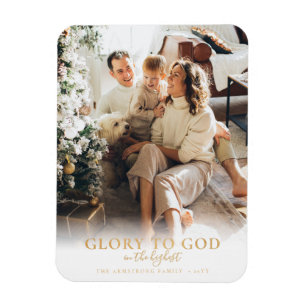 Magnet Flexible Script Or moderne Photo de Noël religieuse