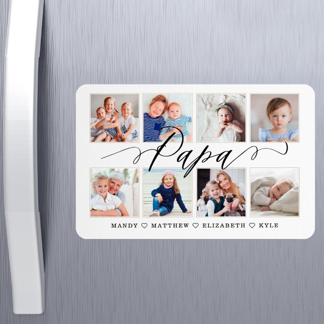 Magnet Flexible Script Papa moderne | Collage photo pour petits en (Modern Papa Script | Grandchildren Photo Collage Magnet)