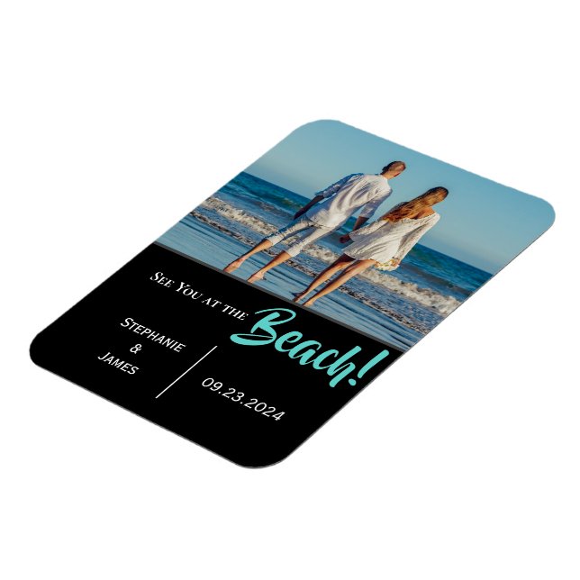 Magnet Flexible Script photo de mariage de plage Enregistrer la da (Côté Gauche)
