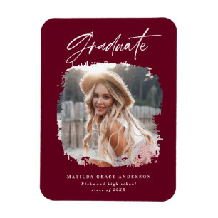 Magnet Flexible Script photo moderne burgundy graduation aimant