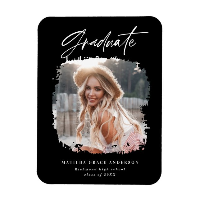 Magnet Flexible Script photo moderne graduation noir et blanc (Vertical)