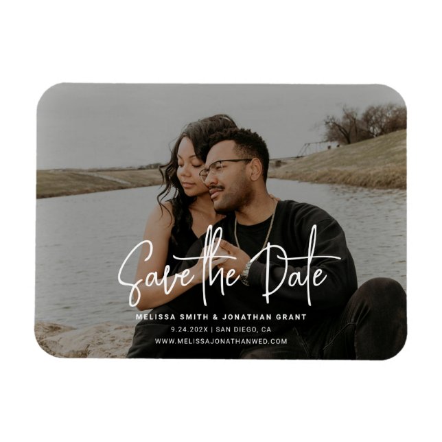Magnet Flexible Script photo moderne noir et blanc Enregistrer la  (Horizontal)