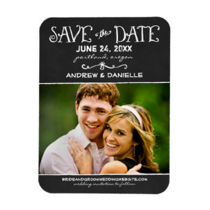 Magnet Flexible Script rustique Chalkboard Mariage Black Photo
