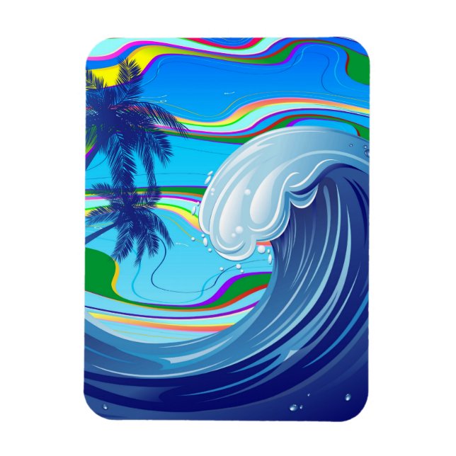 Magnet Flexible Sea Ocean Big Wave Water porte - clé double face (Vertical)