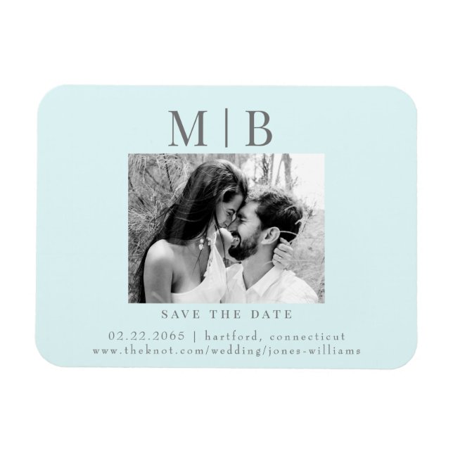 Magnet Flexible Seafoam B/W Couple Photo Wedding Enregistrer la da (Horizontal)