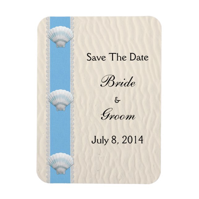 Magnet Flexible Seashell Beach Wedding Enregistrer La Date (Vertical)