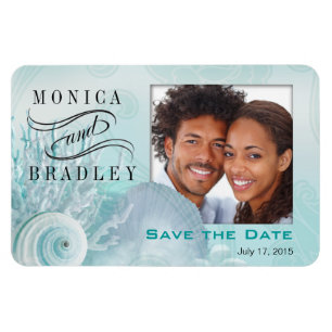 Magnet Flexible Seashell Dreams Beach Photo Save the Date aqua