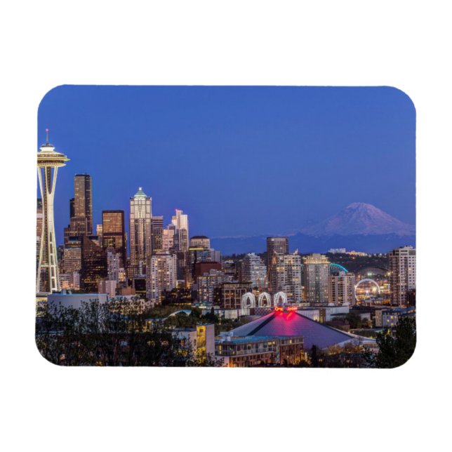 Magnet Flexible Seattle, Downtown et Mt Rainier à Twilight (Horizontal)