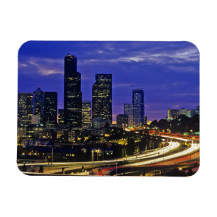 Magnet Flexible Seattle, Washington skyline la nuit