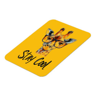 Magnet Flexible Séjour Cool - Giraffe avec lunettes de soleil Illu