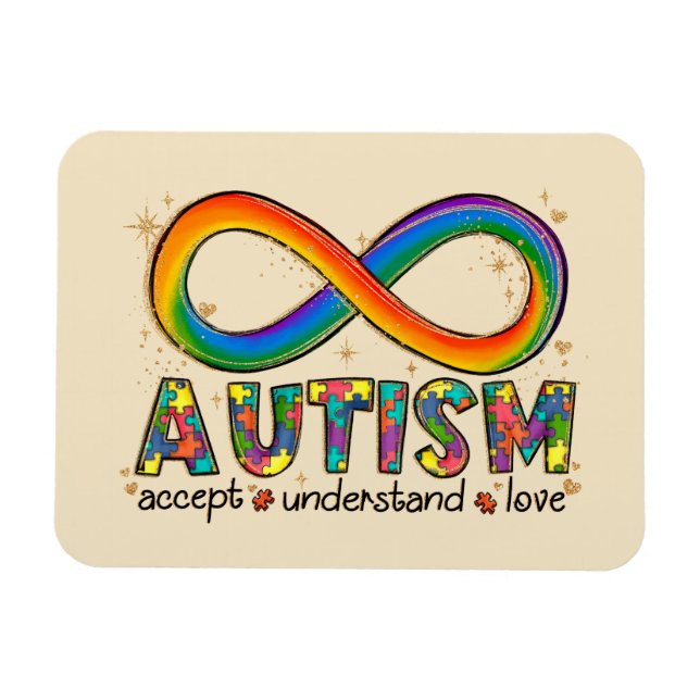 Magnet Flexible Sensibilisation sur l'autisme Accepter, Amour, Com (Horizontal)