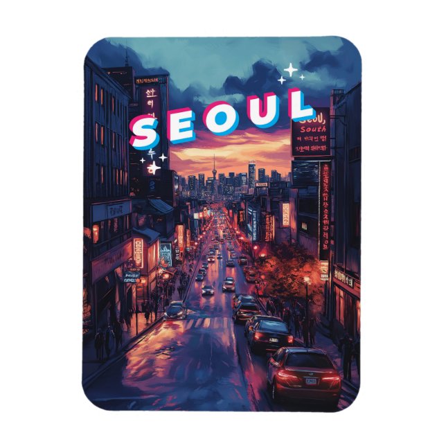 Magnet Flexible Séoul coucher du soleil : un paysage urbain dynami (Vertical)