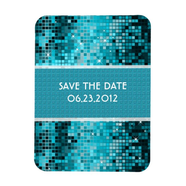 Magnet Flexible Séquences Turquoise Regarder Les Miroirs Disco (Vertical)