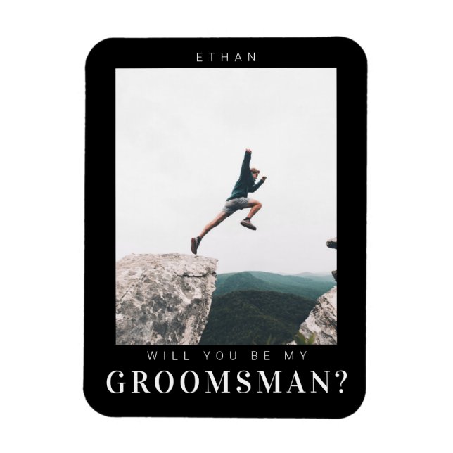 Magnet Flexible Seras-tu mon Groomsman Minima Photo Modern Dark (Vertical)