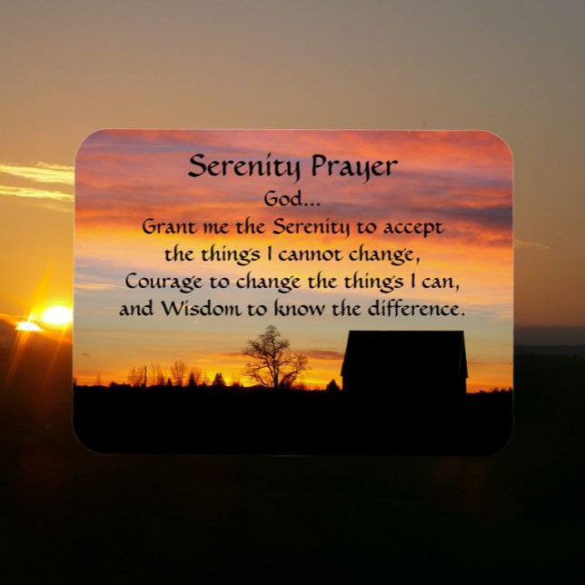 Magnet Flexible Serenity Prayer coucher du soleil Silhouette Photo (Sunset Background)