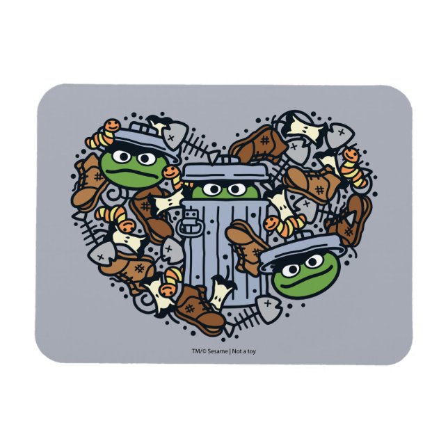 Magnet Flexible Sésame Sésame | Oscar the Grouch Doodle Heart (Horizontal)