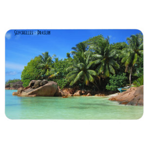 Magnet Flexible Seychelles - plage de sable avec palmiers sur l'î