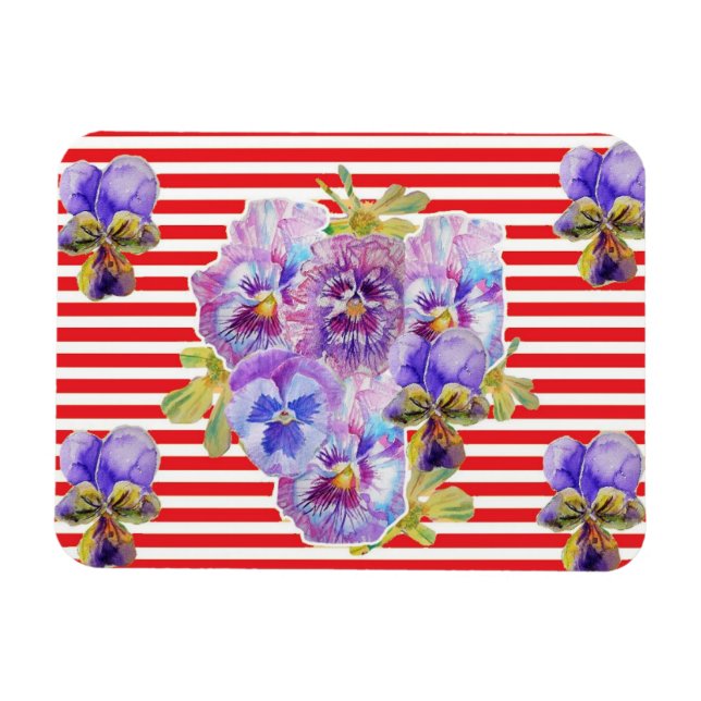Magnet Flexible Shabby Chic Pansy Rose Floral Rouge Strinet (Horizontal)