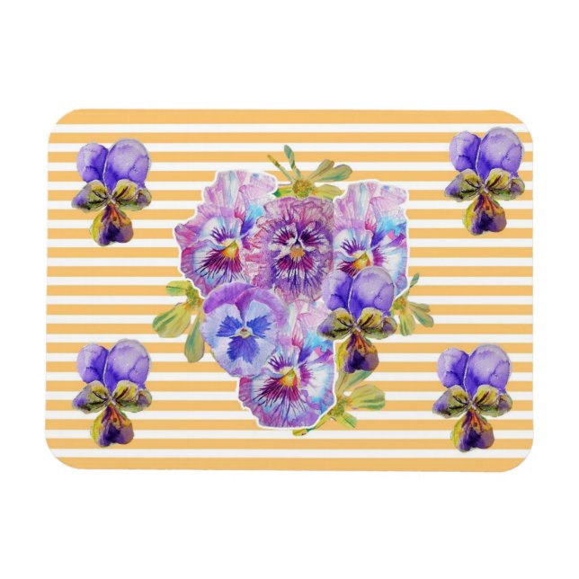 Magnet Flexible Shabby Chic rose Pansy Floral Yellow Strinet (Horizontal)