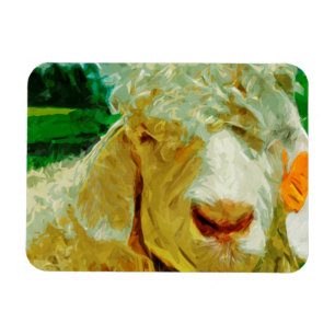 Magnet Flexible Shaggy White Angora Chèvre Impressionnisme Abstrai