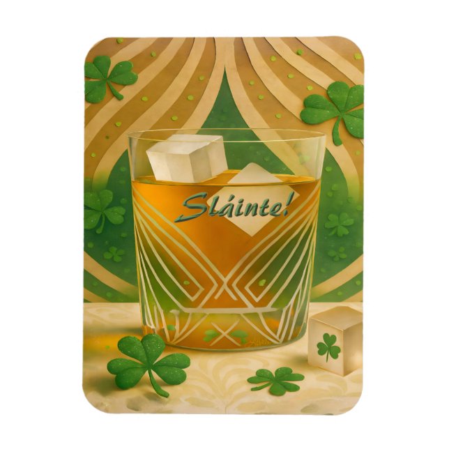 Magnet Flexible Shamrocks Irish Whiskey Tumbler "Sláinte!" (Vertical)