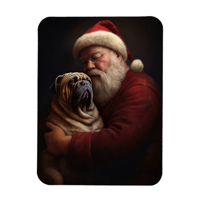 Magnet Flexible Shar Pei avec Noël Festif du Père Noël (Vertical)