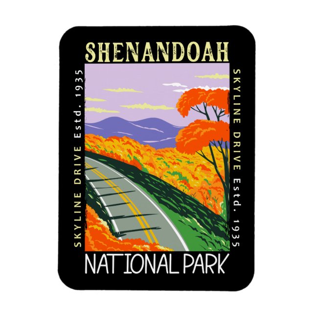 Magnet Flexible Shenandoah National Park Skyline Drive déstabilisé (Vertical)