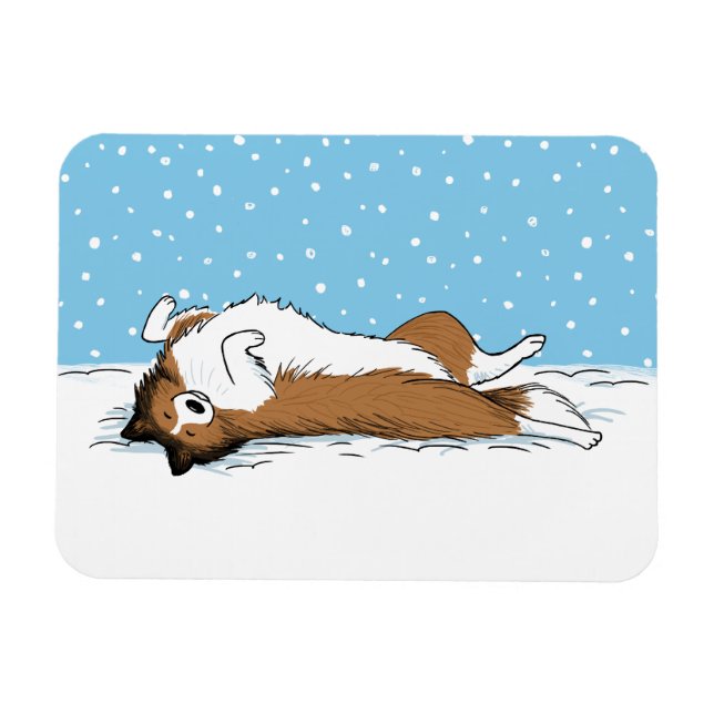 Magnet Flexible Shetland Sheepdog Snow Dog Shelter Vacances hivern (Horizontal)
