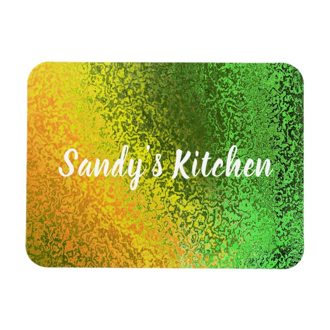 Magnet Flexible Shiny Shades Green & Yellow Name Kitchen Premium (Horizontal)