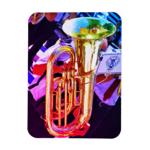 Magnet Flexible Shiny Tuba Slanted Perspective Brass Band