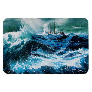 Magnet Flexible Ship In the Sea in Storm