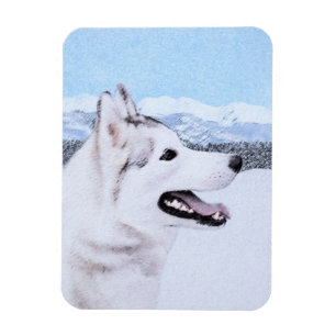 Magnet Flexible Sibérie Husky (argent et blanc) Peinture Chien Ar