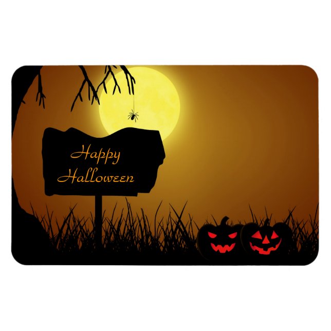Magnet Flexible Signe d'Halloween avec Citrouilles - Aimant flexib (Horizontal)