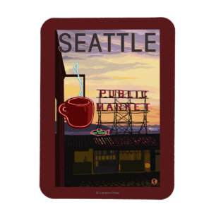 Magnet Flexible Signe du marché d'endroit de SeattlePike et vue d