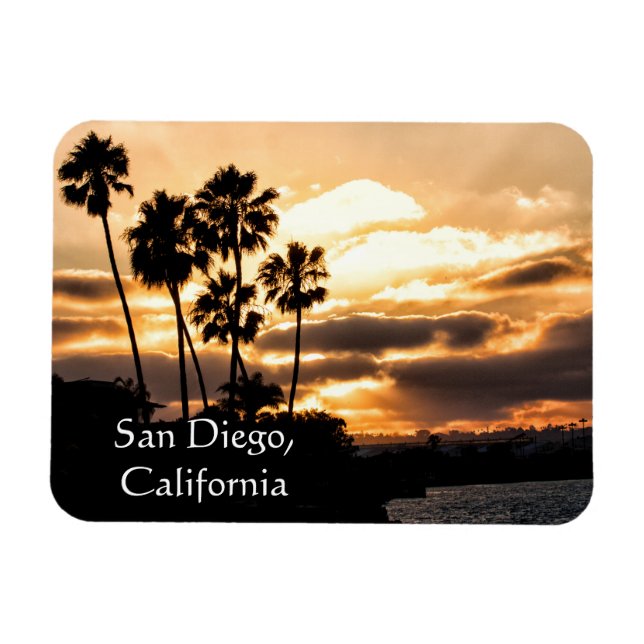 Magnet Flexible Silhouette Coucher De Soleil À San Diego (Horizontal)